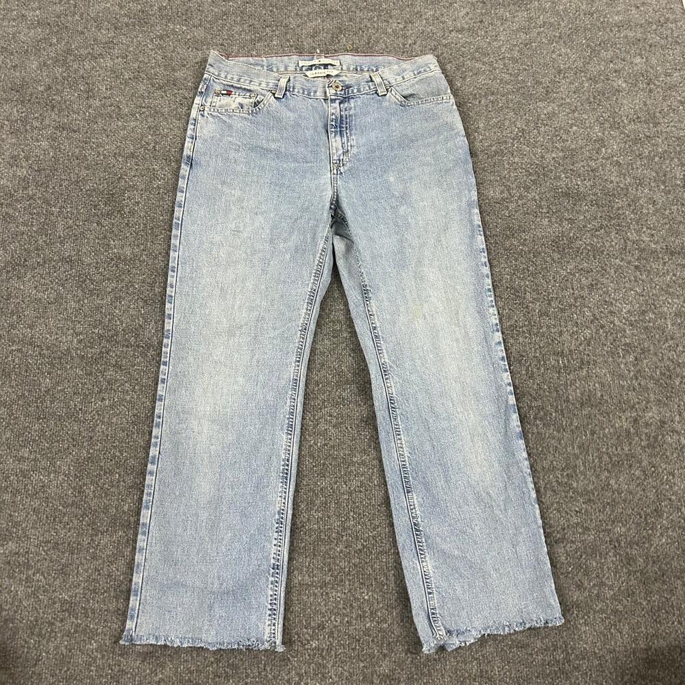 Tommy Hilfiger Jeans Womens 8R Light Wash Cotton Classic Fit Raw Hem Straight